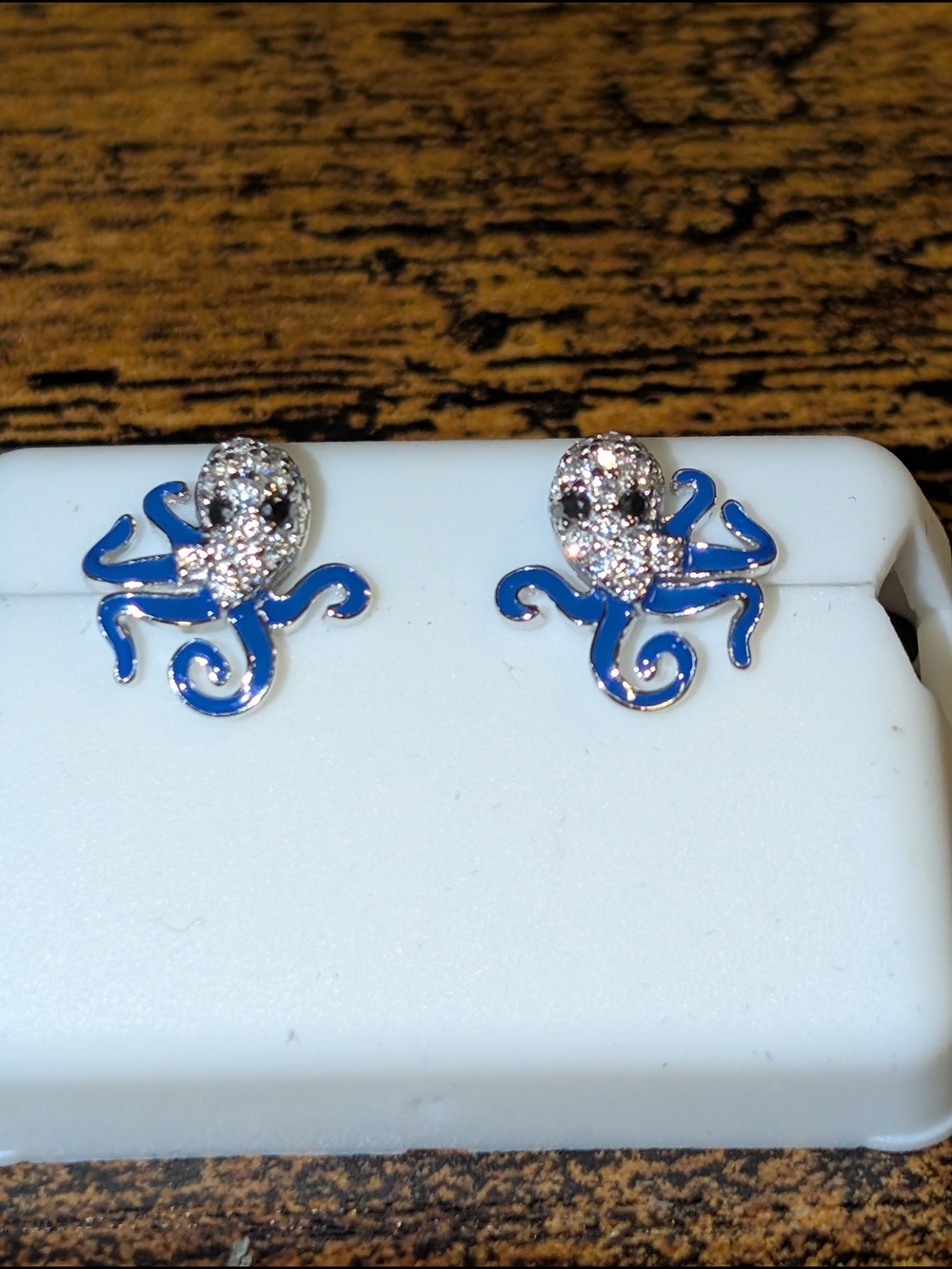 Enameled Octopus 🐙 Sterling 925 Moissanite Stud Earrings